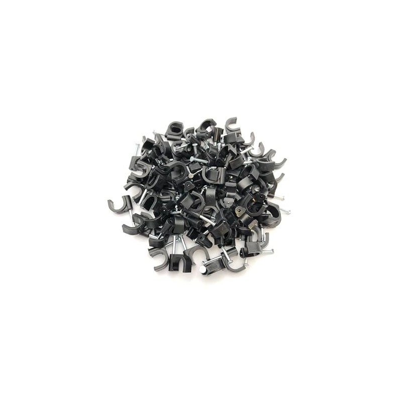 9mm Black Round Cable Clips Wire Nail Clips Holder Cable