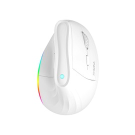 KYSONA 57° Ergonomic Wireless Rechargeable Mouse, Vertical Quiet Ergo Mouse, RGB Light, Bluetooth(BT5.0,BT3.0)&2.4G, (800/1200/2400/2400/4000), 7 Buttons for Windows, macOS, iPadOS, Laptop, PC,White