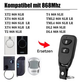 Handheld Transmitter 868MHz Compatible with XT2 XT4 868 SLH | TML2 TML4 XT2 XT4 868 SLH LR | DL2 DL4 T2 T4 868 SLH Garage Door Remote Control Pack of 2