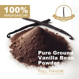 TALCUFON Madagascar Ground Vanilla Bean Powder, 100% Ground Vanilla Beans, No Fillers and Additives, Gluten Free, Non-GMO Great for Coffee, Baking, Shakes 2.5 Oz