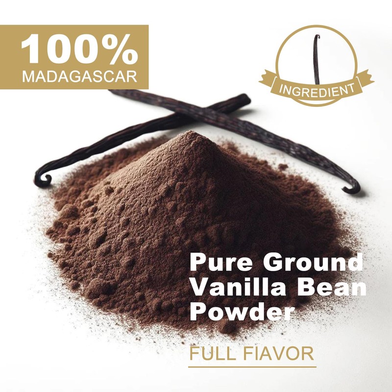 TALCUFON Madagascar Ground Vanilla Bean Powder, 100% Ground Vanilla Beans,