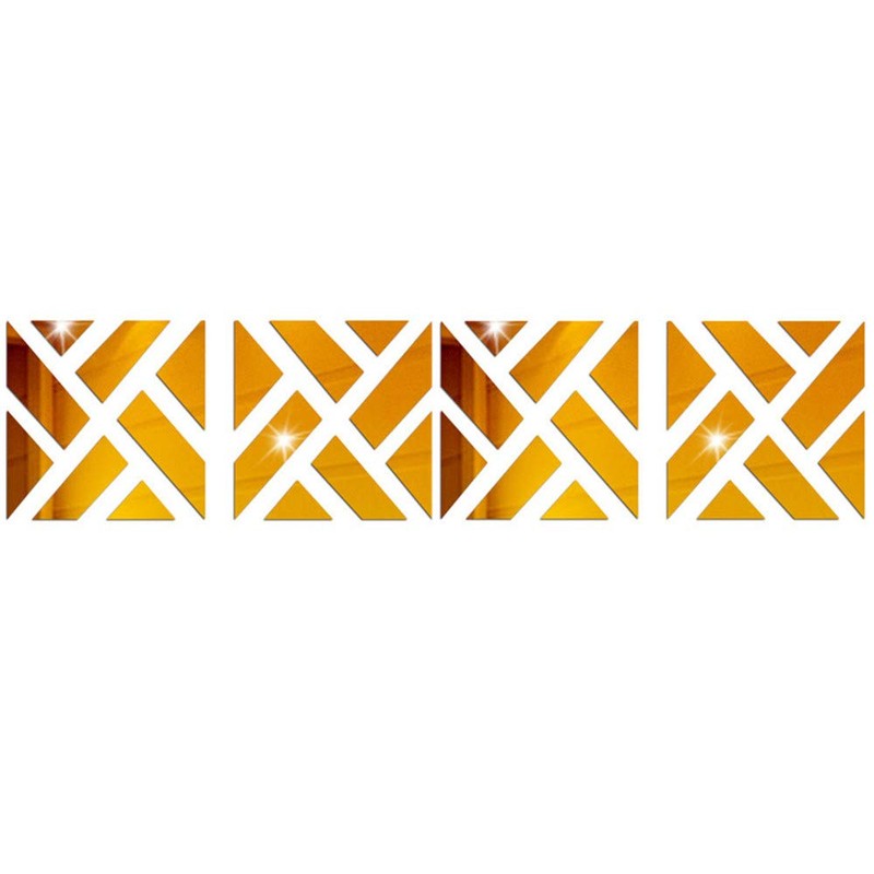 TRIXES 4PC 3D Geometric Mirrored Pattern - Colour Gold -