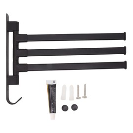 Matte Black Swivel Hand Towel Bar Rustproof Bathroom Corner Hanging Rod for Bathroom Bedroom Corridor Kitchen (3 Arms)
