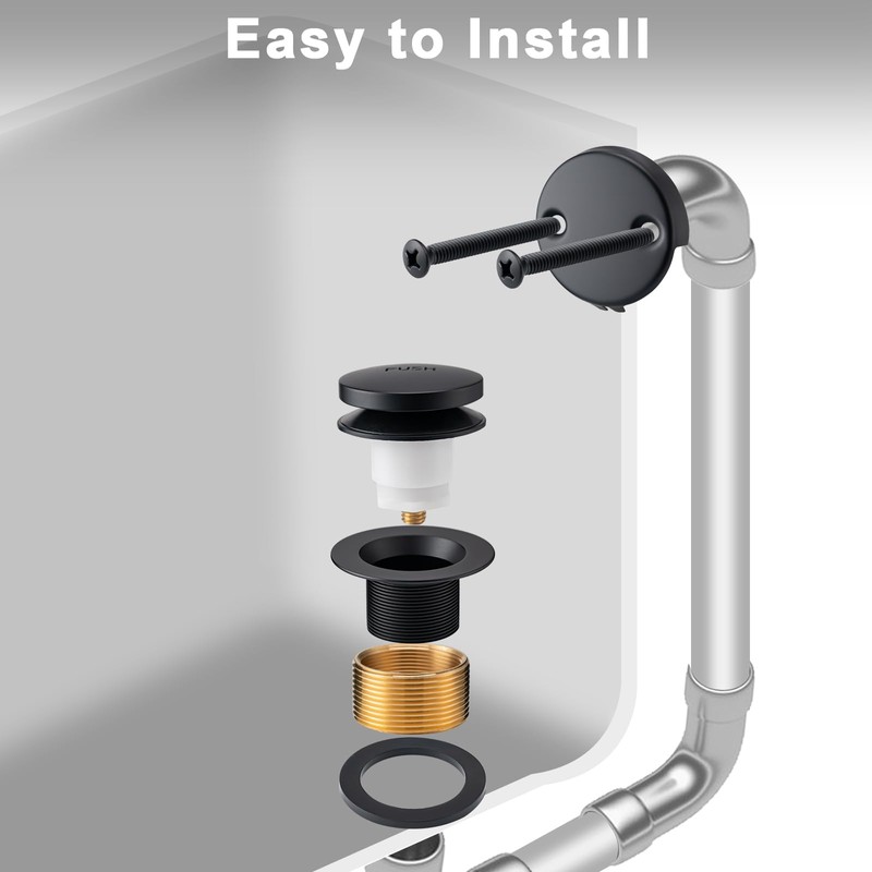 BOOMIBOO Bathtub Drain Tip-Toe Trim Set with Two-Hole Overflow Faceplate,