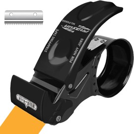 Vortalia Tape Cutter, Stainless Steel, Gum Tape, Cutter Maximum Tape, 2.0 inches (50 mm), Safety Cover Included, For Packaging, Commercial / Warehouse / Office / Home Use, Includes 1 Cutter (Black)