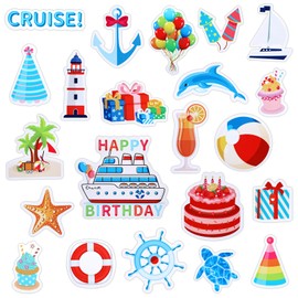 22Pcs Birthday Cruise Door Decorations, Happy Birthday Cruise Magnets for Door, Reusable Cruise Magnets Carnival Cruise Decor, Funny Cruise Ship Door Decorations for Carnival Fridge Car Door Cabin