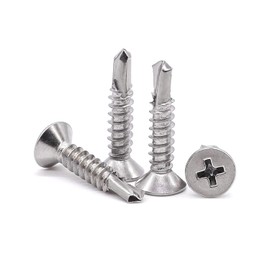 Pack of 160 4.2 x 16 mm Sheet Metal Self Tapping Screws, 410 Stainless Steel Self Tapping Screws, High-Strength Phillips Countersunk Flat Head, Self-Drilling