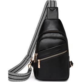 Farcauo Chest Bag for Women Men Crossbody Bag for Women Men Shoulder Bag Chest Bag Sling Bag with Long Straps, # C black shoulder bag for men and women