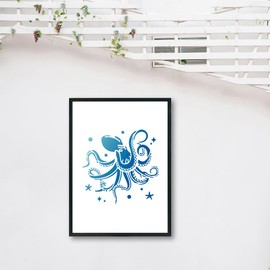 MAYJOYDIY Pack of 2 Octopus Tentacle Stencils 21 x 29.7/30 x 30 cm Large Octopus Ocean Stencils with Brush Summer Sea Ocean Creature Starfish Bubbles Template for Wood Walls Canvas Furniture