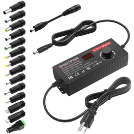 SHNITPWR 144W Universal Power Supply Adjustable DC 36V 30V 24V 20V 19V 14V 12V 9V AC/DC Adapter 100V~240V AC to DC Variable Power Converter 9V ~ 36V 4A 144W DC Power Adapter with 14 Tips 5.5x2.5mm