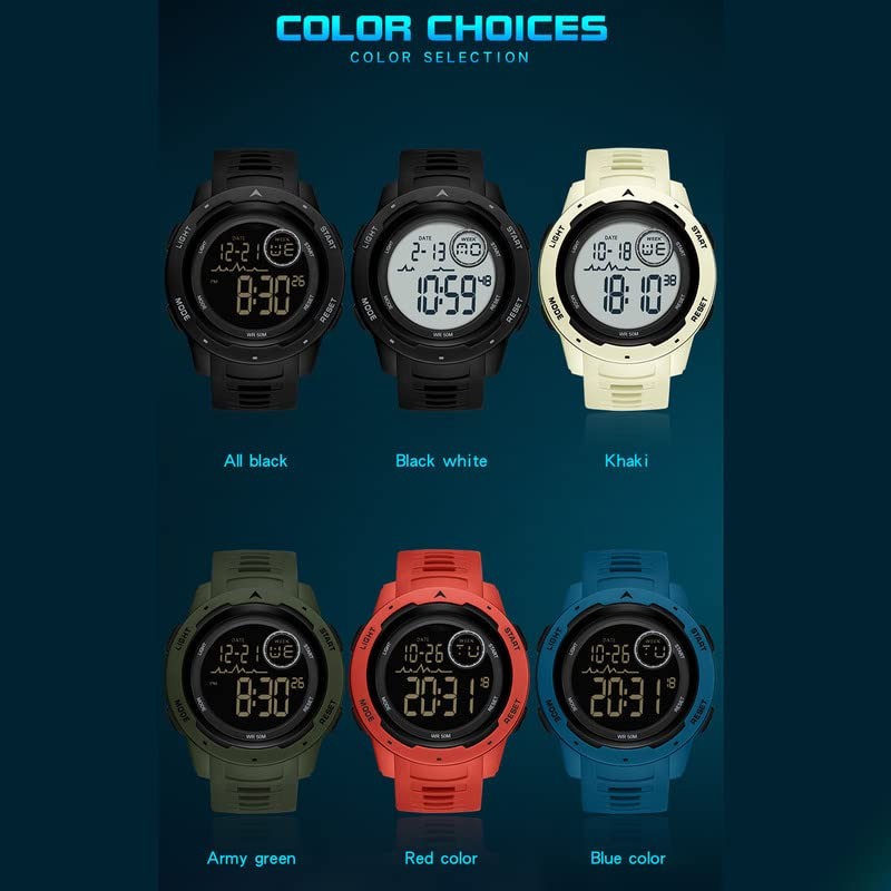 Men Boys Digital Watch with Stopwatch Chronograph Alarm Double Time
