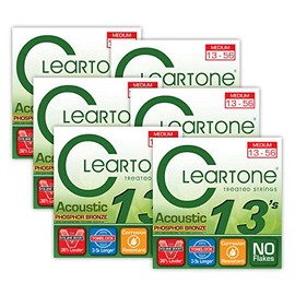 Cleartone 7413 Medium Phosphor Bronze Acoustic Guitar Strings 13-56 6-Pack w/Bonus Peg Winder