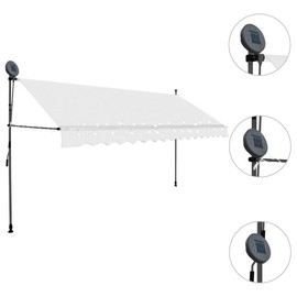 vidaXL Manual Retractable Awning with LED 78.7" Cream