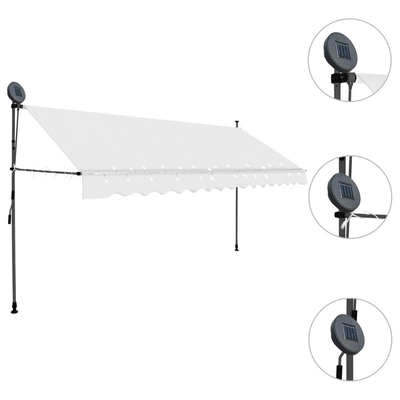 vidaXL Manual Retractable Awning with LED 78.7" Cream