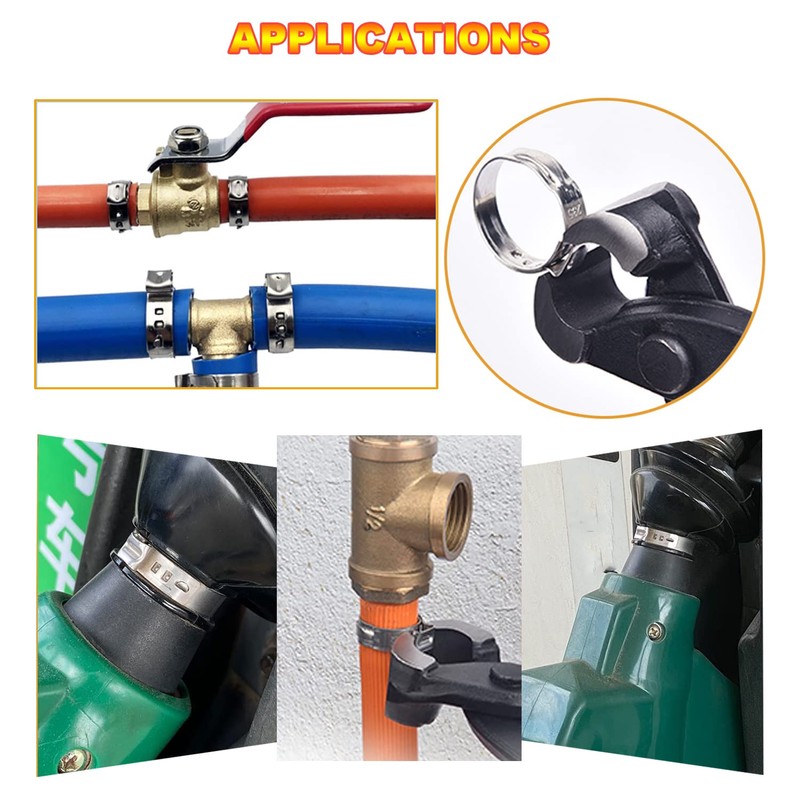 AKIHISA 420Pcs 20 sizes Single Ear Hose Clamps, 7-28.6mm 304