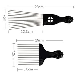 2 PCS Afro Pick Comb Wide Hair Pick Comb Black Fist Comb Wig Braid Styling Tool for Women and Men Home Salon Hair Styling Supplies