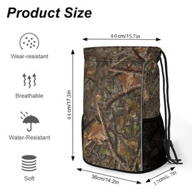 Camo Drawstring Bag Gym Backpack With Shoe Compartment String Bag Sports Beach Swimming Sackpack For Women Men