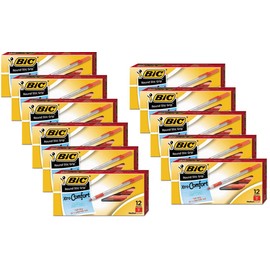 BIC Round Stic Grip Xtra Comfort Ball Pen Medium Point 1.2mm Red 11DOZEN GSMG11RD