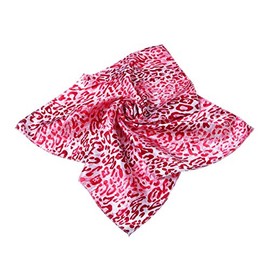 Premium Silk Feel Animal Print Square Satin Scarf, Red Leopard