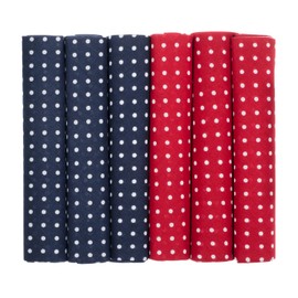 MANDITTIONS 6 Pack of Spotted Cotton Handkerchiefs - 3 Navy Blue and 3 Deep Red with White Spots
