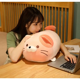 Cute Soft Fat Tabby Cat Kitten Stuffed Animals Cat Kitten Plush Toys Cat Kitten Plushies Throw Pillow Cat Kitten Hugging Cuddly Cat Kitten Doll Pillow Gift for Kids and Lovers (Pink, 14-Inch)