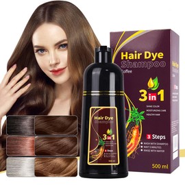 3 in 1 Hair Dye Shampoo with Natural Ingredients, Multiple Fashion Colors,Easy to Use, Covers Gray Hair, Natural Ingredients,500ml (Coffee)           