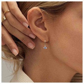 Aneneiceera Vintage Crystal Evil Eye Dangle Earrings Gold Cz Eye Hoop Earrings Full Rhinestone Eye Huggie Earrings Tiny Eye Earrings Protection Earrings jewelry for Women (Gold)