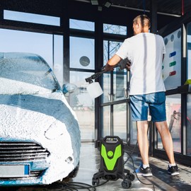 Goplus Electric Pressure Washer, 2400 PSI 1.7 GPM High Pressure Power Washer w/4 Quick Nozzles & Universal Wheels, Portable Pressure Washer IPX5 Car Wash Machine, Cleaning Garden Car Floor (Green)