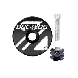 BUCKLOS Bicycle Headset Top Cap and Star Nut, Fits 1-1/8" Fork Stems, Aluminum Alloy Top Cap with Screw (Black)