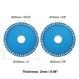 HARFINGTON 6pcs 4" Diamond Saw Blade, 7/8" (22mm) Arbor Cut Off Wheels, Diamond Cutting Disc Multifunction Tile Concrete Ceramic Marble Blade with 5/8" 25/32" Washer for Grinder, Blue