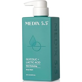 Medix 5.5 Gel de Lavado Corporal Exfoliante de Ácido Glicólico + Ácido Láctico | Eliminador de Protuberancias KP | Limpiador Corporal Exfoliante AHA p