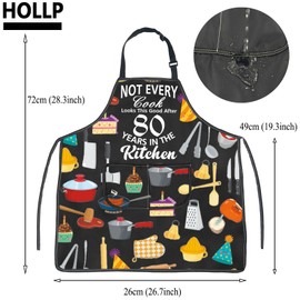 HOLLP - Delantal de cocina para 50 años, 60 y 70 años, no todos los cocineros se ven tan bien después de 50/60/70/80 años, 80, Talla única