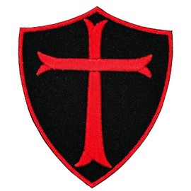 Knights Templar Crusader Iron On Patch 2.55" x 3.07" | 1-Pack Embroidered Sew On Patches for Clothing, Jeans, Jackets, Backpacks, Hoodies - Cross Shield Applique - Embroidery Patch for Tote Bags