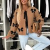 Barbotimer Cardigan Women's Pullover with Bow Pattern Bow Tie Front