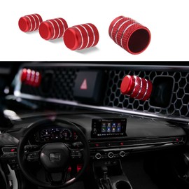 Thenice Compatible with Honda Civic 2022-2025 Center Consoles Air Vent Shift Knob Cover A/C Wind Outlet Lever Decoration Trims 4PCS for 11th Gen Civic, 2023-2025 CR-V (Red)