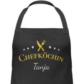 Geschenk mit Namen personalisiert by Shirtracer - Apron - Cooking Apron Women - Chef with Name, 1 black