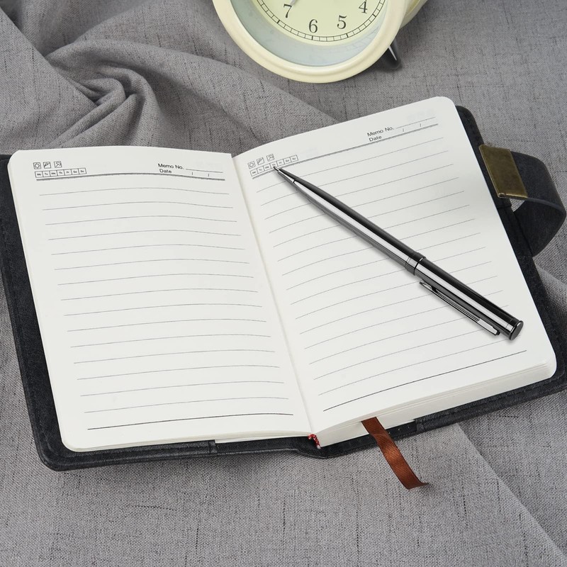 WEMATE Journal 2024 A6 Keyed Notebook Horizontal Ruled PU Leather
