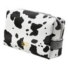 Qukaim Make-up-Tasche mit Kuhdruck, tragbar, Kuh-Druck, wasserdicht, PU-Kulturbeutel, Reißverschluss, Make-up-Tasche