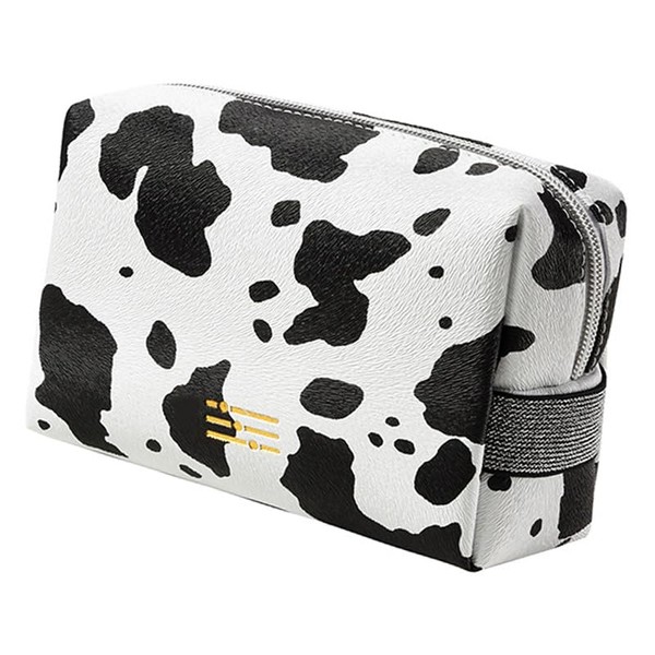 Qukaim Make-up-Tasche mit Kuhdruck, tragbar, Kuh-Druck, wasserdicht, PU-Kulturbeutel, Reißverschluss, Make-up-Tasche