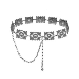 TOPACC Silver Metal Concho belts for Women Western Cowgirl Boho Chain Belt for Dresses Jeans Country Concert Outfit