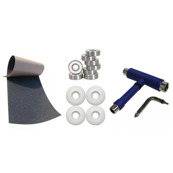 TGM Skateboards Skateboard Package BLACK GRIPTAPE 54MM WHITE WHEELS ABEC
