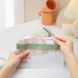 APOMOONS 4 Pcs Money Wallet for Cash, Money Pouches Money Bags with Zipper, Clear Plastic Waterproof Money Cash Envelopes for Check Receipt Organizer Tool Pouch