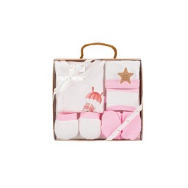 Baby Gift Set 5 Pieces for Newborn 0-6 Months - Model: "Paracaidista", Pink