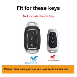 ontto Car Key Case Fits Hyundai i20N Kona i30N i30 Versa Palisade Azera Accent Solaris 2019 2020 Metal Leather Key Case Key Case Key Case Protective Cover 3 Buttons Grey B