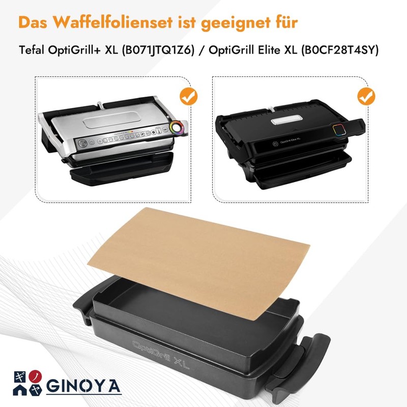 GINOYA Baking Paper Cuts for Tefal OptiGrill XL Contact Grill/Elite
