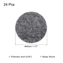 sourcing map 24pcs Felt Furniture Pads, 1.77 Inch Round Small Felt Chair Leg Floor Protectors Prevent Scratches for Furniture Hard Floor, Dark Gray