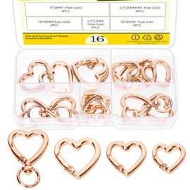 Mardatt 16 Stück 0.47/0.78/0.98inch Trigger Spring O Ringe, Herz Karabiner Clip Binder Schlüsselringe Metall Schlüsselanhänger Snap Haken Schnalle Kreis Geldbörse Schultertasche Kettenring