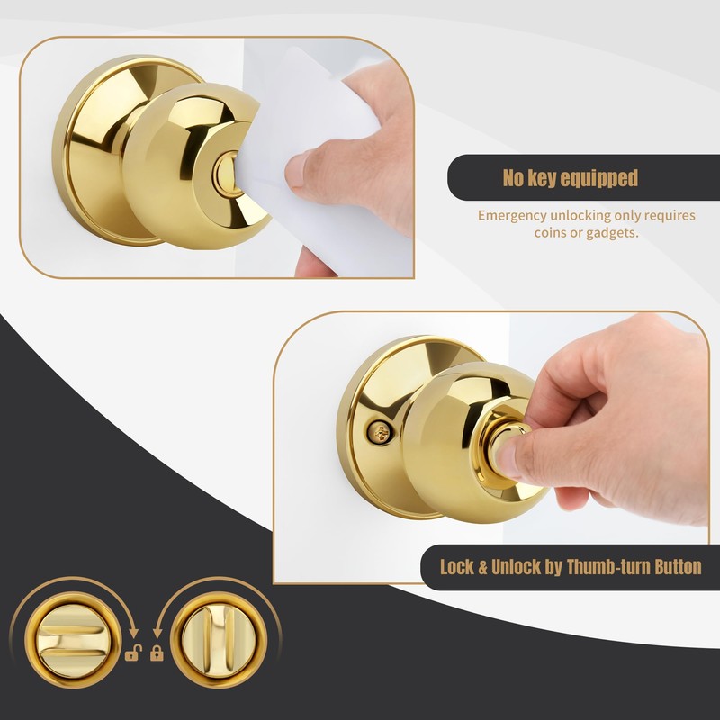 Gaurqiah Keyless Privacy Door Knob, Ball Design Doorknob for Interior,