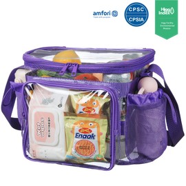 BORMELUN Medium Clear Bag with Pockets, gallon lunch boxes Shoulder Transparent Lunch Bag see thru Plastic Correctional Concets Work -Dark Purple