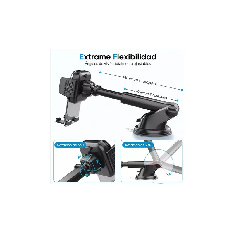 Soporte Celular Auto Con Ventosa Y Clip Para Ventila